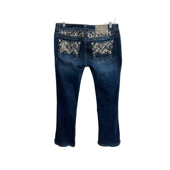 Miss Me Womens Bootcut Jeans Size 29 Distressed Blue Denim With Embellished Pock - Picture 1 of 10